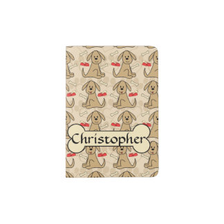 Brown Puppy Dog Graphic Design Personalize Passport Holder