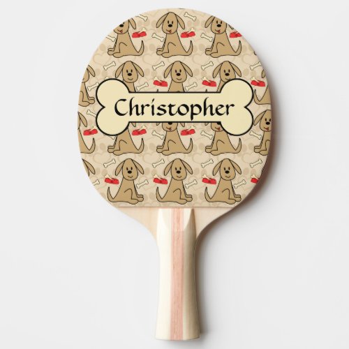 Brown Puppy Dog Graphic Design Personalize Ping_Pong Paddle