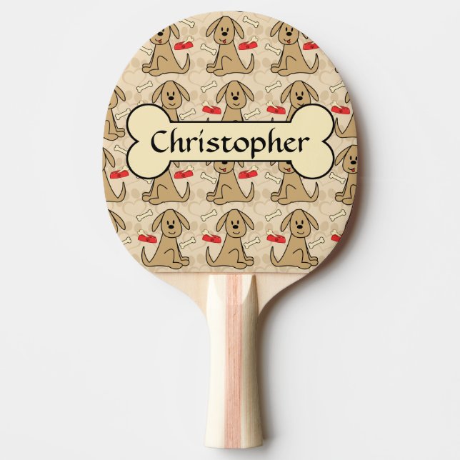 Brown Puppy Dog Graphic Design Personalize Ping-Pong Paddle (Front)