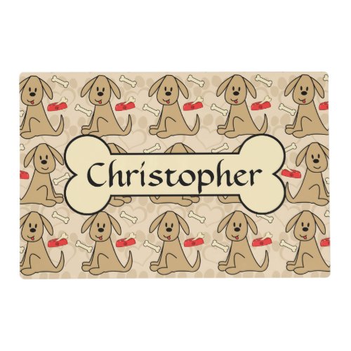 Brown Puppy Dog Graphic Design Personalize Placemat