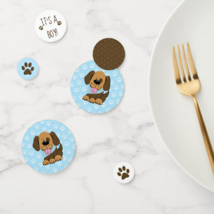 Brown Puppy Dog It's a Boy Baby Shower Confetti