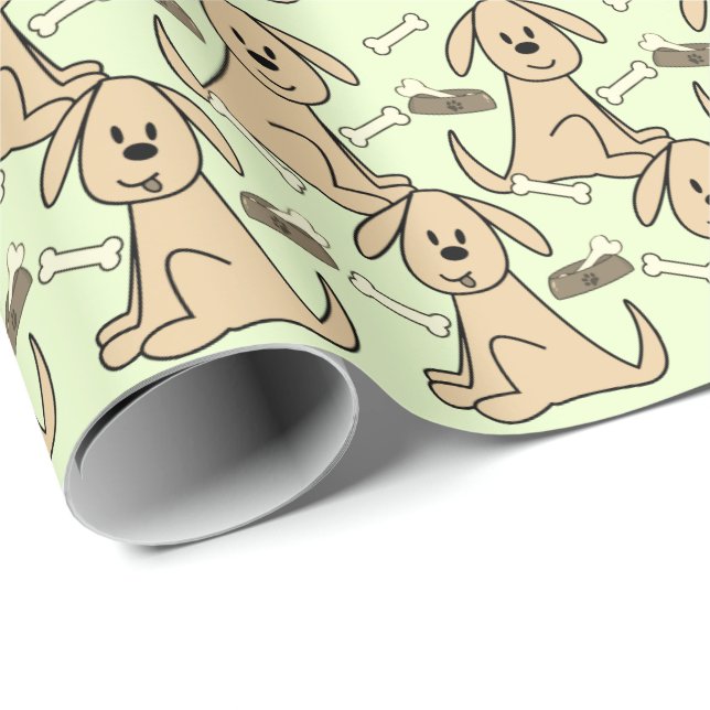 Brown Puppy Dog Pattern Wrapping Paper (Roll Corner)
