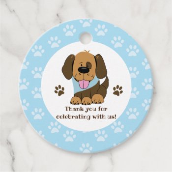 Brown Puppy Dog Round Favor Tags / Puppy Party by allpetscherished at Zazzle