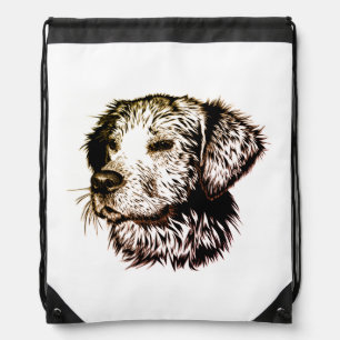 Brown Puppy Dog Sketch  Drawstring Bag
