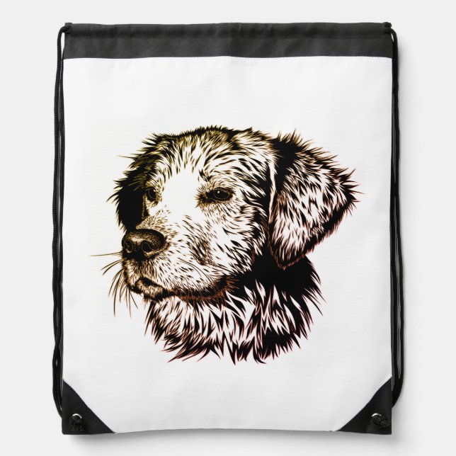 Brown Puppy Dog Sketch  Drawstring Bag (Front)