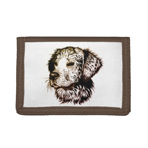 Brown Puppy Dog Sketch  Trifold Wallet