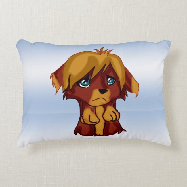 Brown Puppy Dog with Blue Eyes Accent Pillow