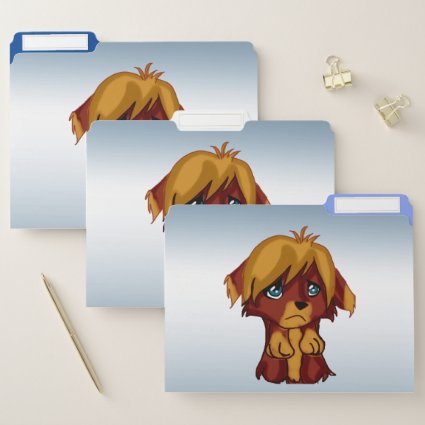Brown Puppy Dog with Blue Eyes File Folders