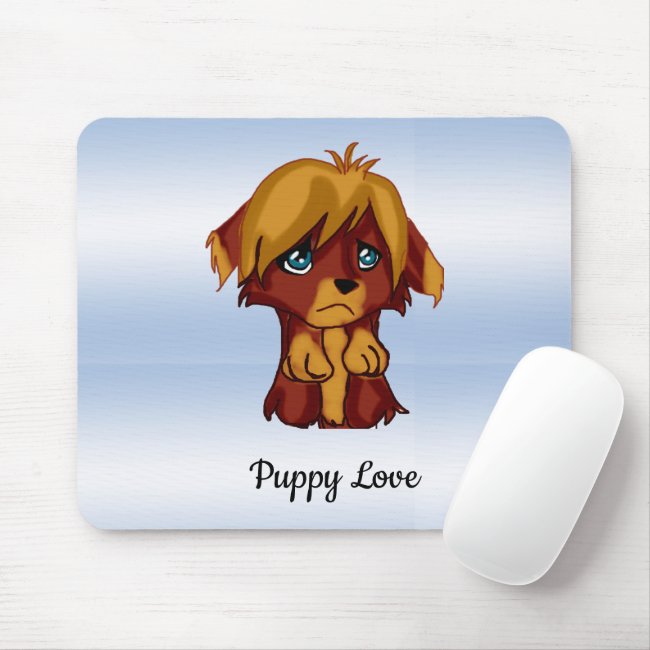 Brown Puppy Dog with Blue Eyes Mousepad
