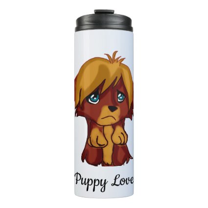 Brown Puppy Dog with Blue Eyes Thermal Tumbler