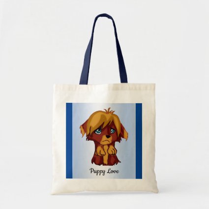 Brown Puppy Dog with Blue Eyes Tote Bag