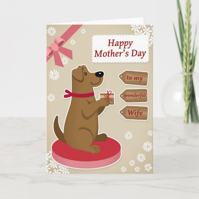 Brown Puppy Gift Mothers Day Card (Front)