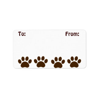 Brown Puppy Paw Gift Sticker Tag