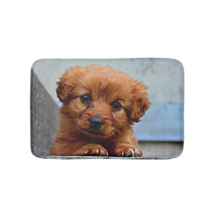 Brown Puppy Portrait Photo Bathroom Mat