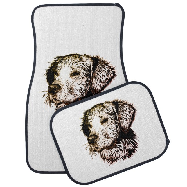 Brown Puppy Sketch  Car Floor Mat (Set)