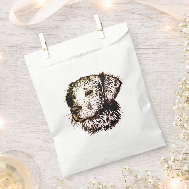Brown Puppy Sketch  Favor Bag (Clipped)
