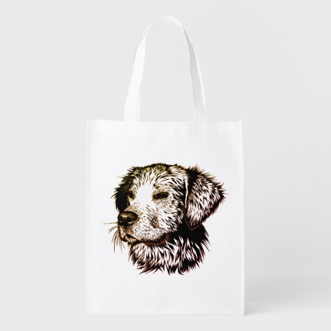 Brown Puppy Sketch  Grocery Bag (Front)