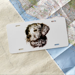Brown Puppy Sketch  License Plate