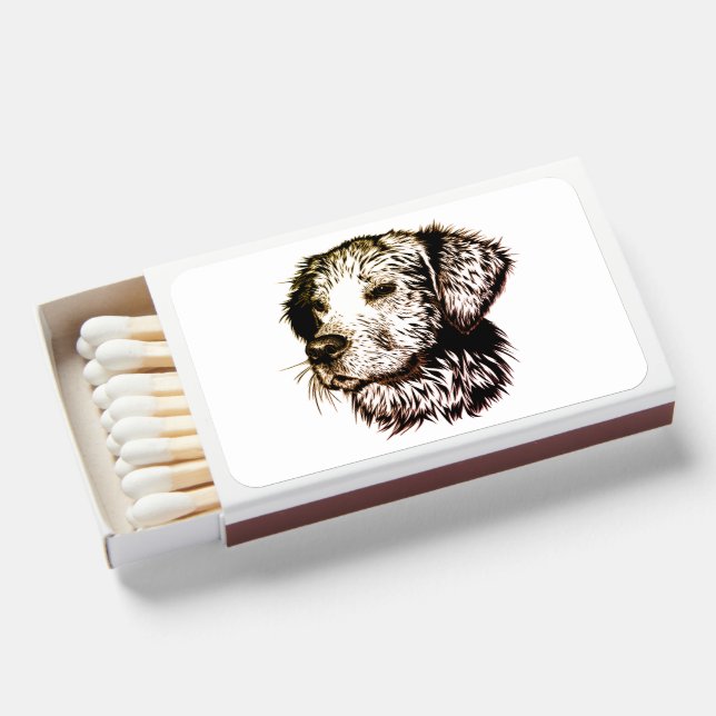 Brown Puppy Sketch  Matchboxes (Front Open)