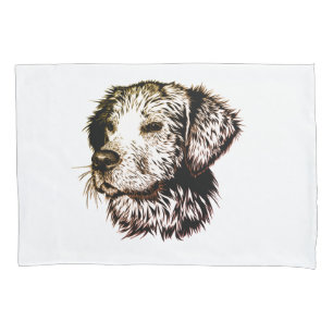 Brown Puppy Sketch  Pillow Case