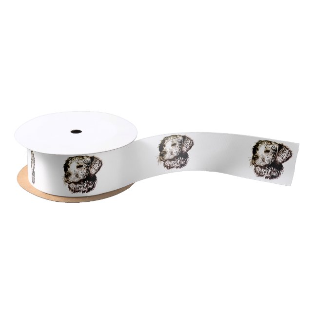 Brown Puppy Sketch  Satin Ribbon (Spool)