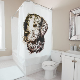 Brown Puppy Sketch  Shower Curtain