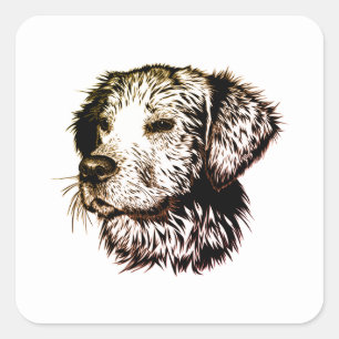 Brown Puppy Sketch Square Sticker