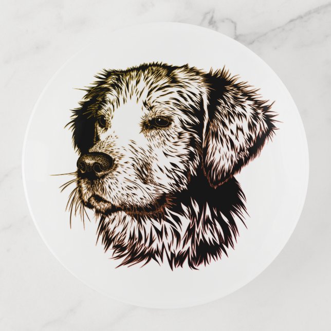 Brown Puppy Sketch  Trinket Tray (Front)