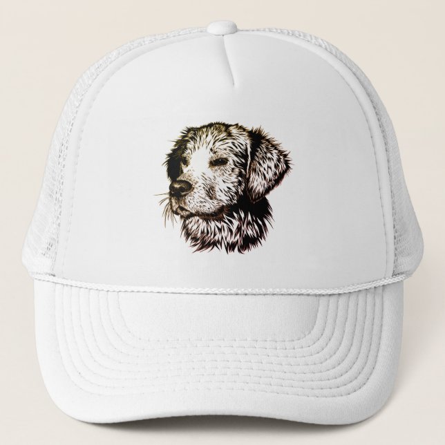 Brown Puppy Sketch  Trucker Hat (Front)