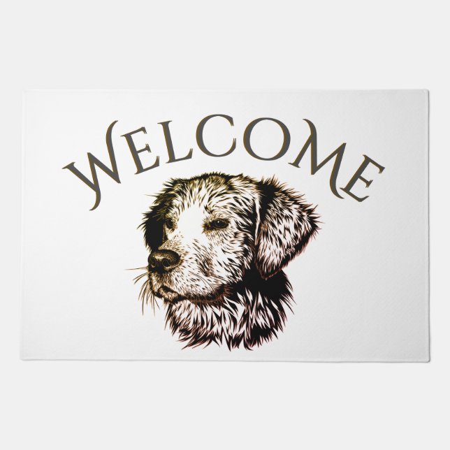 Brown Puppy Sketch Welcome Doormat (Front)