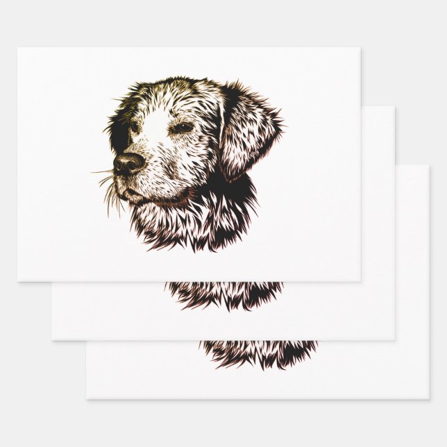 Brown Puppy Sketch  Wrapping Paper Sheets (Set)
