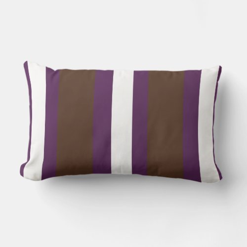 Brown purple and white stripes lumbar pillow