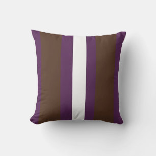 Brown, purple and white stripes throw pillow