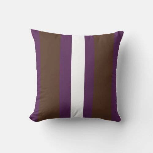 Brown purple and white stripes throw pillow