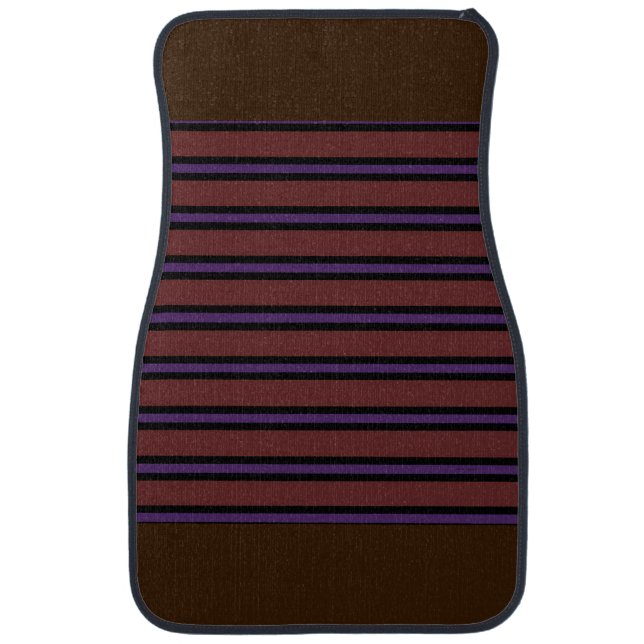 Brown + Purple Stripes  Car Floor Mat (Front)