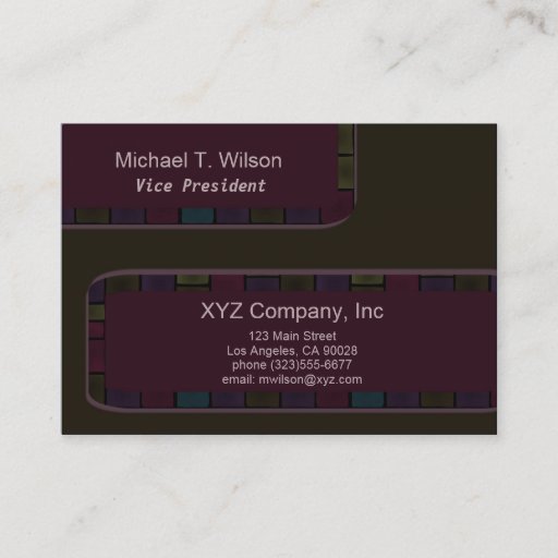 Customizable Brown Purple tile Border Business Card Template