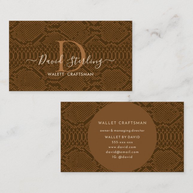Brown Python Skin Business Card (Front/Back)