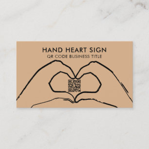 Brown QR Code Hand Heart Love Modern Business Card