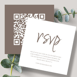 Brown   QR Code   Wedding RSVP Enclosure Card