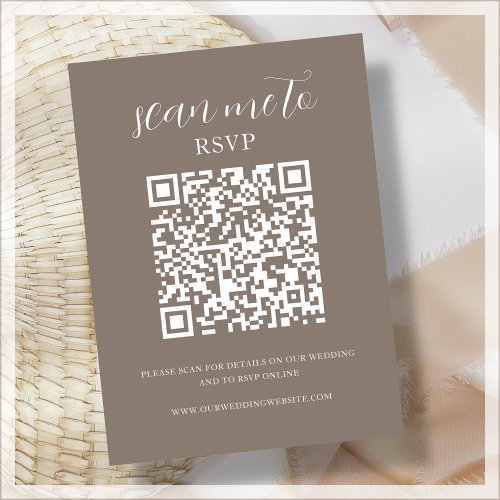 Brown  QR Code  Wedding RSVP Enclosure Card