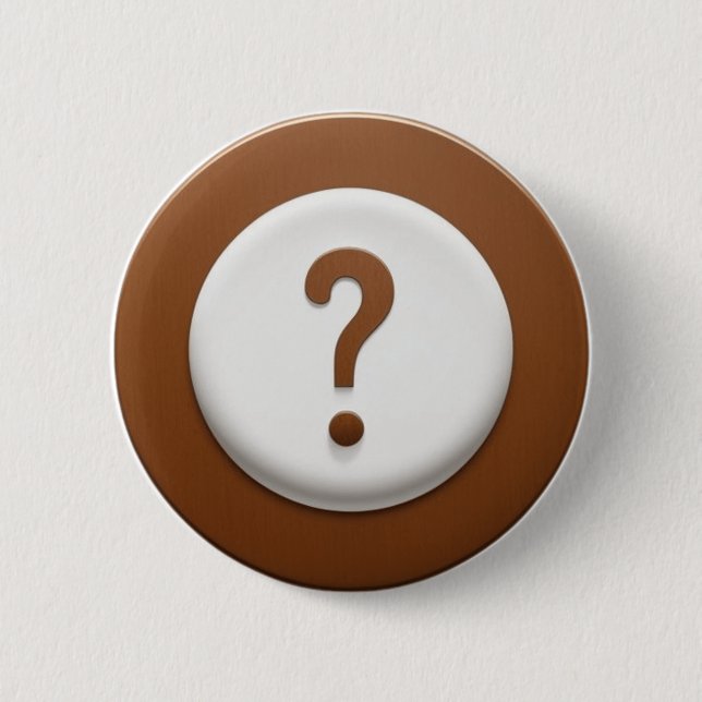 Brown Question Mark with Circle Background Button (Front)