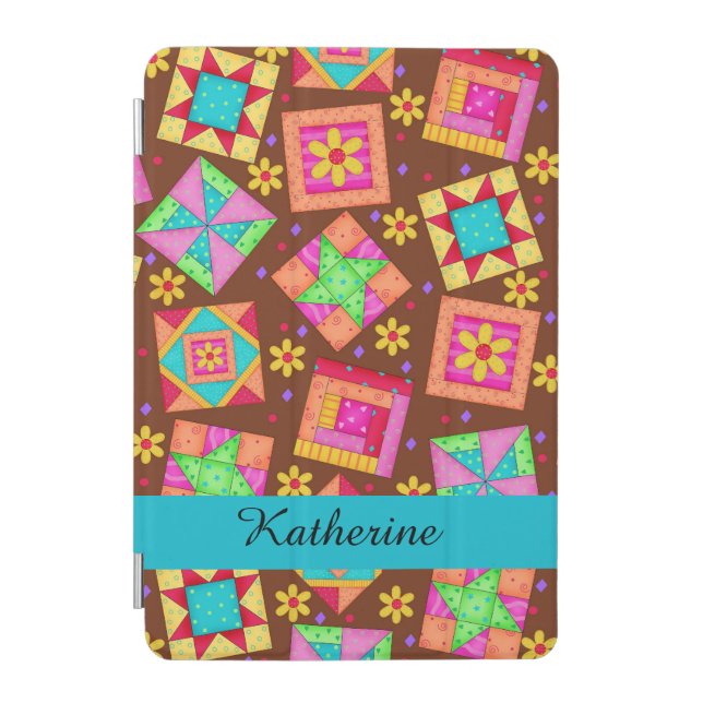 Brown Quilt Patchwork Block Name Personalized iPad Mini Cover (Front)