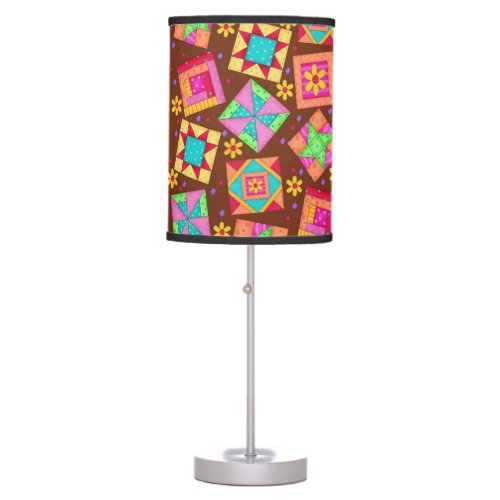 Brown Quilt Patchwork Blocks Decorative Lighting Table Lamp