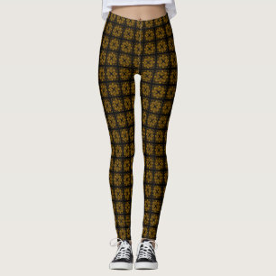 Brown Quilted Spandex Leggings