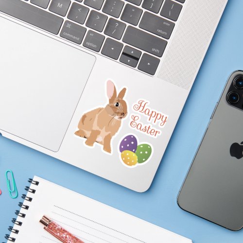 Brown Rabbit Happy Easter Sticker