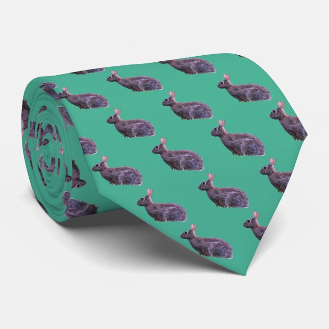 Brown Rabbit Pattern Neck Tie (Rolled)