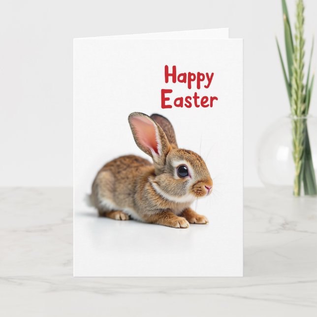 Brown Rabbit Pattern Spring Card (Front)