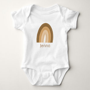 Brown Rainbow Bohemian Birthday Name Baby Bodysuit