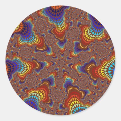 Brown Rainbow Starburst Classic Round Sticker