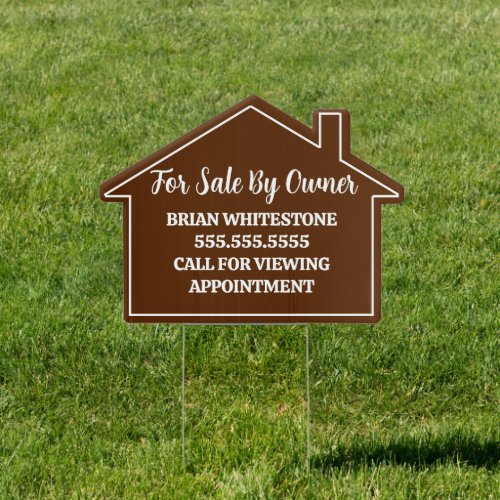 Brown Real Estate For Sale By Owner House Yard Sign